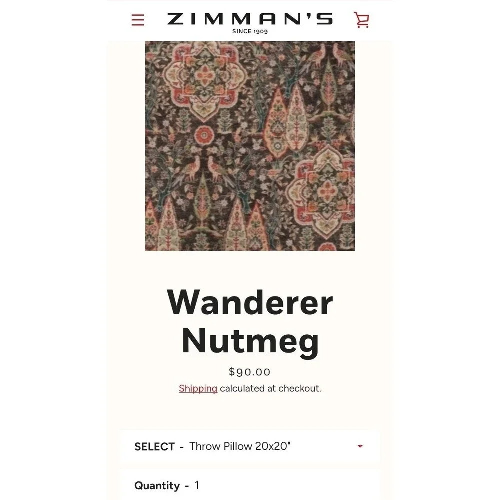 Bird Medallion Decorator Pillow Wanderer Nutmeg PK Lifestyles Fabric 20x20